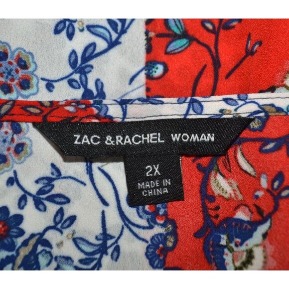 Zac & Rachel Women's Floral V-Neck Pullover Lightweight Blouse Plus Size 3X - Picture 8 of 10